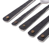 5 Piece Stainless Steel Flatware/Silverware/Cutlery/Hostess Set for 1 - Black/Silver - Housewarming Gift - Rustic Flatware -Artisan Handmade