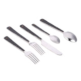 5 Piece Stainless Steel Flatware/Silverware/Cutlery/Hostess Set for 1 - Black/Silver - Housewarming Gift - Rustic Flatware -Artisan Handmade