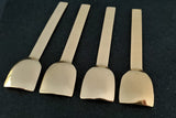 4 Piece Gold Dessert Spoon - Sweet Treat Ice Cream Spoon Set - Artisan Handmade - Engraved Fun Spoons - Gift Boxed