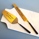Black Cake Server and Knife - Gold Wedding Cake Cutting Set - Personalized Wedding Gift - Black & Gold - Gothic Wedding Set - Cake Fork Set