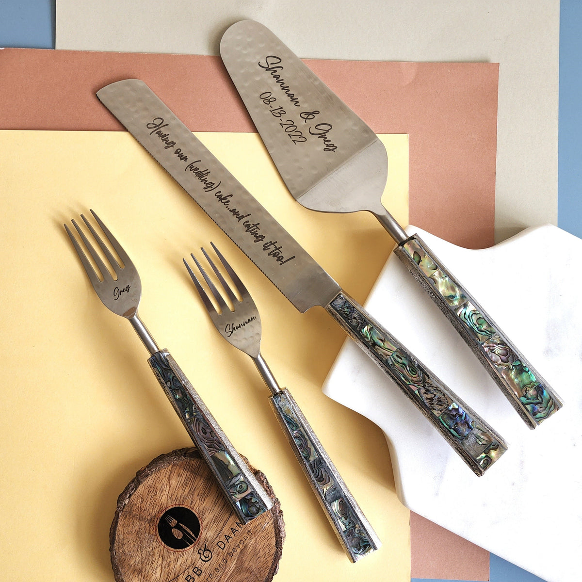 Engraved wedding cake knife and server set shop
