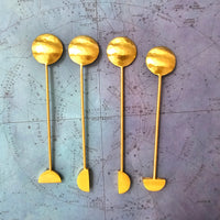 Luxe Gold Spoons with Blue Resin Inlay Handles - Set of 4