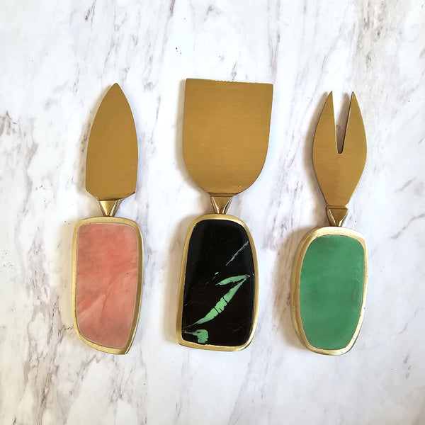 Multi-Color Resin Cheese Knife Set - Personalized Cheese Set - Gold Cheese Knives - Charcuterie Board Essentials -Stocking filler -Bride Gifts