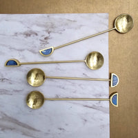 Luxe Gold Spoons with Blue Resin Inlay Handles - Set of 4