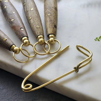 Wood and Steel Measuring Spoons Set - Gold Finish with brass inlay handles - 1 Table spoon to 1/4 Tea Spoon - Wooden Baking Tools - Gift Box