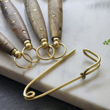 Wood and Steel Measuring Spoons Set - Gold Finish with brass inlay handles - 1 Table spoon to 1/4 Tea Spoon - Wooden Baking Tools - Gift Box