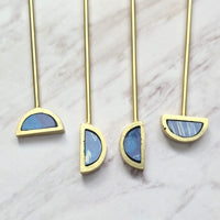 Luxe Gold Spoons with Blue Resin Inlay Handles - Set of 4