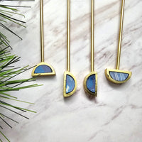 Luxe Gold Spoons with Blue Resin Inlay Handles - Set of 4