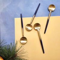 Elegant Two-Tone Gold and Blue Spoons Set