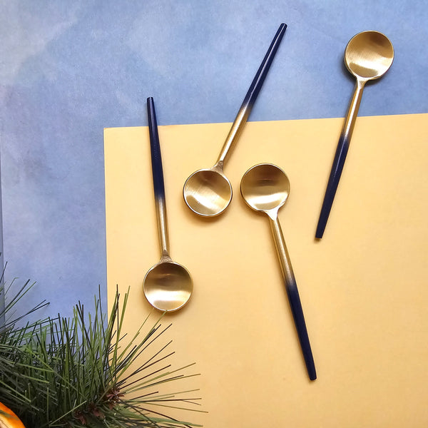 Elegant Two-Tone Gold and Blue Spoons Set