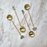 Luxe Gold Spoons with Blue Resin Inlay Handles - Set of 4
