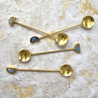 Luxe Gold Spoons with Blue Resin Inlay Handles - Set of 4