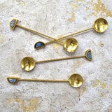 Luxe Gold Spoons with Blue Resin Inlay Handles - Set of 4