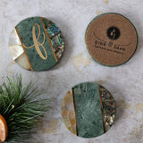 Personalized Marble Coaster Set - Abalone Coasters - Marble Coasters Valentine Gift - Mother of Pearl Coaster Set - Custom Wedding Favors