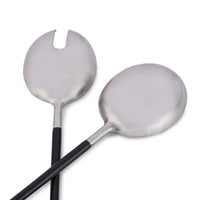 2-Piece Salad Serving Set - Salad Spoon/Fork - Artisan Handmade - Silver/Black Stainless Steel - Gift Boxed