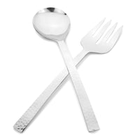 2-Piece Salad Serving Set - Salad Spoon/Fork - Artisan Handmade - Hammered Stainless Steel - Gift Boxed