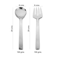 2-Piece Salad Serving Set - Salad Spoon/Fork - Artisan Handmade - Hammered Stainless Steel - Gift Boxed