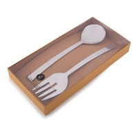 2-Piece Salad Serving Set - Salad Spoon/Fork - Artisan Handmade - Hammered Stainless Steel - Gift Boxed