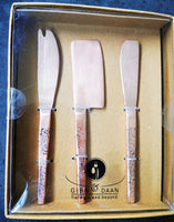 Fun Cheese Knife Set - Confetti painted handles - Rose Gold Cheese Knives - Spreader Set - Artisan Handmade - Gift Boxed