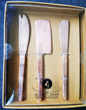 Fun Cheese Knife Set - Confetti painted handles - Rose Gold Cheese Knives - Spreader Set - Artisan Handmade - Gift Boxed