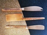 Fun Cheese Knife Set - Confetti painted handles - Rose Gold Cheese Knives - Spreader Set - Artisan Handmade - Gift Boxed