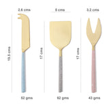 Gold Cheese Knife Set - Pastel Color Handles - Matte Gold Blades - Charcuterie Board Essentials -Stocking filler idea -Bridal Wedding Gifts