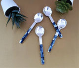 Dessert Spoon, Tea Spoon, Coffee Spoon, Ice-Cream Spoon  - Dyed Bone Inlay work on Handles - Artisan Handmade - Gift Boxed