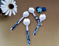 Dessert Spoon, Tea Spoon, Coffee Spoon, Ice-Cream Spoon  - Dyed Bone Inlay work on Handles - Artisan Handmade - Gift Boxed