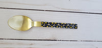 Dessert Spoon, Tea Spoon, Coffee Spoon, Ice-Cream Spoon  - Hand-applied decal- Multi Color - Gold Back - Artisan Handmade