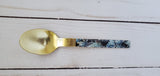 Dessert Spoon, Tea Spoon, Coffee Spoon, Ice-Cream Spoon  - Hand-applied decal- Multi Color - Gold Back - Artisan Handmade