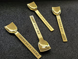 4 Piece Gold Dessert Spoon - Sweet Treat Ice Cream Spoon Set - Artisan Handmade - Engraved Fun Spoons - Gift Boxed
