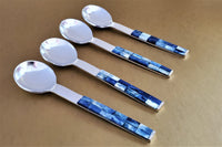 Dessert Spoon, Tea Spoon, Coffee Spoon, Ice-Cream Spoon  - Dyed Bone Inlay work on Handles - Artisan Handmade - Gift Boxed