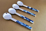 Dessert Spoon, Tea Spoon, Coffee Spoon, Ice-Cream Spoon  - Dyed Bone Inlay work on Handles - Artisan Handmade - Gift Boxed