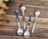 Dessert Spoon, Tea Spoon, Coffee Spoon, Ice-Cream Spoon  - Dyed Bone Inlay work on Handles - Artisan Handmade - Gift Boxed