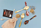 Blockprint Dessert Spoon, Tea Spoon, Coffee Spoon, Ice-Cream Spoon  - Hand-applied decal- Multi Color - Gold Back - Artisan Handmade