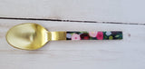 Dessert Spoon, Tea Spoon, Coffee Spoon, Ice-Cream Spoon  - Hand-applied decal- Multi Color - Gold Back - Artisan Handmade