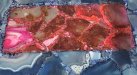 Luxurious Natural Agate Stone Tray - Blue, Red and Pink Tone - Personalized Agate Charcuterie Board with Gold Monogram - Minimalist Handles