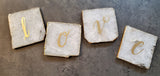 3 Assorted Natural Agate Coasters - Large Gold Monogrammed Agate Coasters with Gold Edges - Personalized Dark Square Coaster set - Handmade