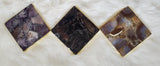 3 Assorted Natural Agate Coasters - Large Gold Monogrammed Agate Coasters with Gold Edges - Personalized Dark Square Coaster set - Handmade