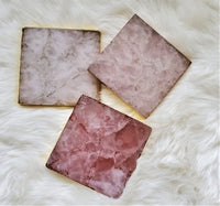 3 Assorted Natural Agate Coasters - Large Gold Monogrammed Agate Coasters with Gold Edges - Personalized Square Coaster set - Handmade