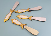 Marble Charcuterie Board - Serving Platter with Abalone shell and Mother-of-pearl inlay - Brass Cheese Knives with Mother Of Pearl