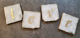 Natural Agate Coasters - 2 Large Gold Monogrammed Agate Coasters with electroplated edge - Personalized Coaster set - Luxury Handmade Gift