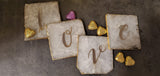 Natural Agate Coasters - 2 Large Gold Monogrammed Agate Coasters with electroplated edge - Personalized Coaster set - Luxury Handmade Gift