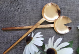Rose Gold Serving Spoon Set - Color Sprinkled Salad Serving Set - Minimalist Spoon and Fork - Artisan Handmade - Housewarming Gift