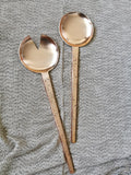 Rose Gold Serving Spoon Set - Color Sprinkled Salad Serving Set - Minimalist Spoon and Fork - Artisan Handmade - Housewarming Gift
