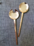Rose Gold Serving Spoon Set - Color Sprinkled Salad Serving Set - Minimalist Spoon and Fork - Artisan Handmade - Housewarming Gift
