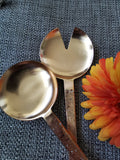Rose Gold Serving Spoon Set - Color Sprinkled Salad Serving Set - Minimalist Spoon and Fork - Artisan Handmade - Housewarming Gift