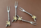 Dove Handles Cake Fork Set - Twig Handles with Gold Dove - Artisan Handmade - Housewarming Gift - Gift Box