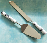 Marble Dust Personalized Wedding Cake Knife and Server Set - Wedding Cake Cutter - Engraved Wedding Server - Wedding Gift - Dessert Set
