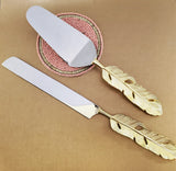 Personalized Gold Wedding Cake Knife and Server Set - Custom Cake Knife and Cake Shovel Set - Artisan Handmade Dessert Set -Gold Cake Server